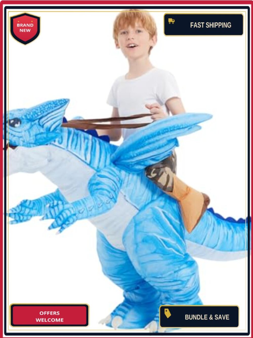 Kids Inflatable Dinosaur Costume Blow Up Halloween Party Cosplay